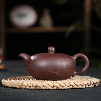 300cc Yixing Zisha Čajnik Je Znan po Svojih Ročno Vijolično Pesek Čaj Nastavite Čajnik, Ki Sije Kot Biser Biser