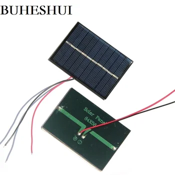 BUHESHUI Mini 0,6 W 5V Sončne celice+Žice/Kabel Polikristalni 80*55mm solarnimi Polnilec Za Baterijo 3,7 V Luči Študija 100 kozarcev