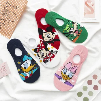 Disney Dekle Nogavice Mickey Mouse, Donald Duck Priložnostne Srčkan Scoks Cartoon živali nevidno gleženj Nogavice Bombaž vesel Smešno nogavic