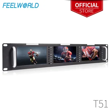 Feelworld T51 Trojno 5 Palčni 2RU LCD Rack Mount Monitor s 3G-SDI, HDMI AV Vhod in Izhod Oddaja za Kakovost na Ravni Spremlja