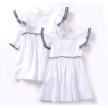 Otrok je Nova Princesa Obleko Trdna Kratek Rokav Krilo Priložnostne Belo Bombažno Obleko za Deklice, Tollar Otroška Oblačila платье 2021