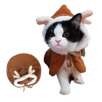 Pet Plašč Hooded Mačka Cape Elk Dekorativni Zgosti Pes Plašč Mačka Kostum Za Božič Mucek, Psiček Obleko Psa Dodatki